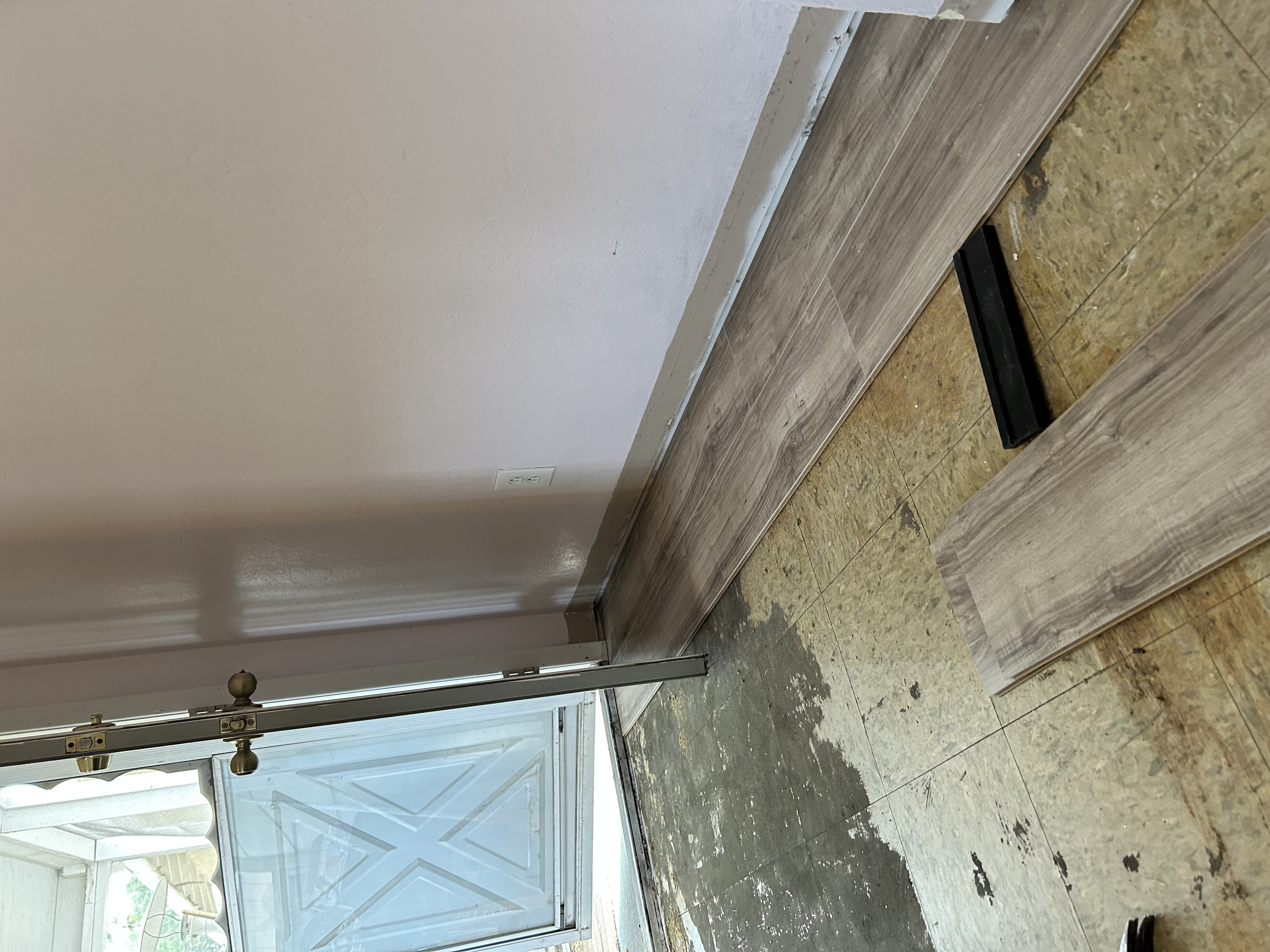 LVP flooring install – first row at entry